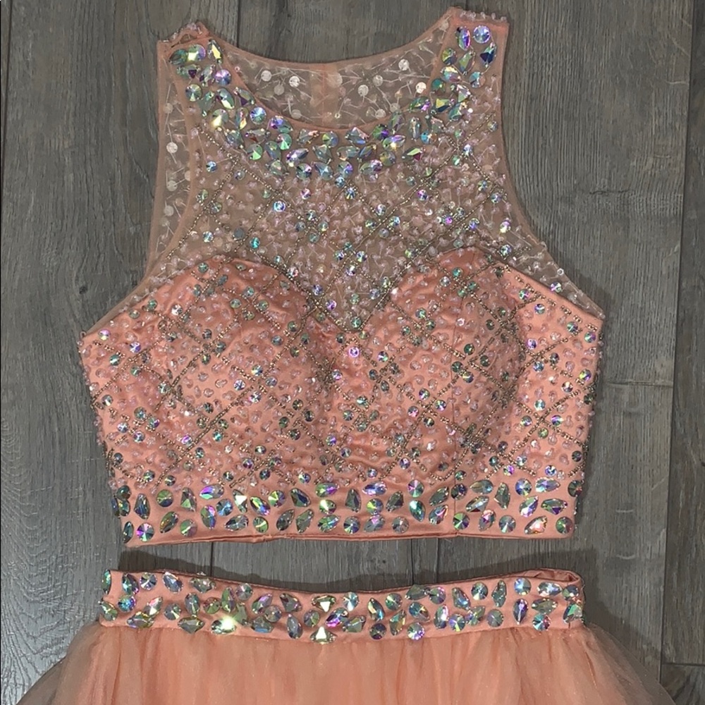 DONATED Blush by Alexandria 2 Piece Coral Prom Dress - Picture 3 of 8